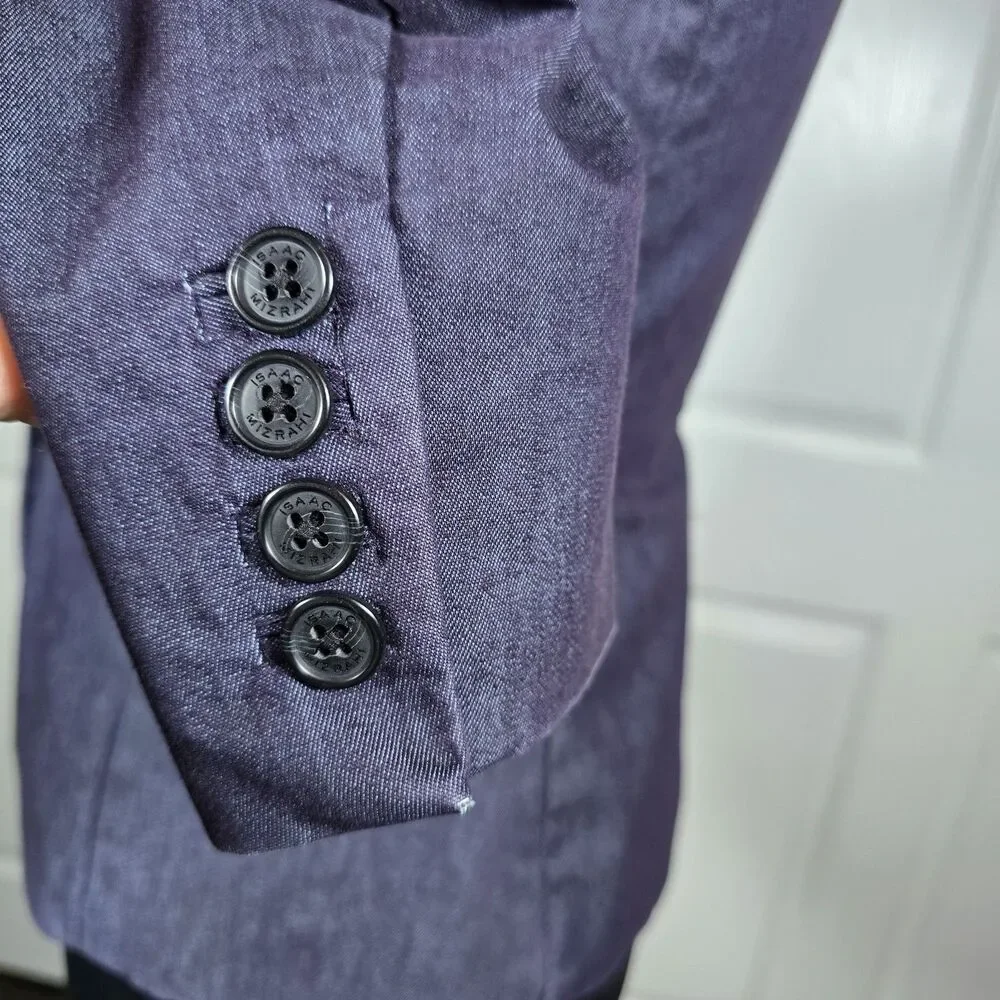 Izaac Mizrahi Bluish Purple One Button Fitted Blazer Size 4 Corporate Business - Picture 3 of 8